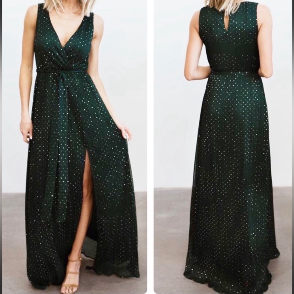 Brand new Baltic Born emerald green Helen tank dress with sparkles.
